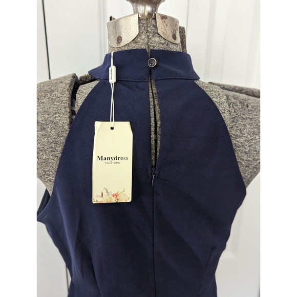 Manydress Womens Halter Ruched Dress Cocktail Bodycon Slim Mini Wrap Dress M - Picture 6 of 16